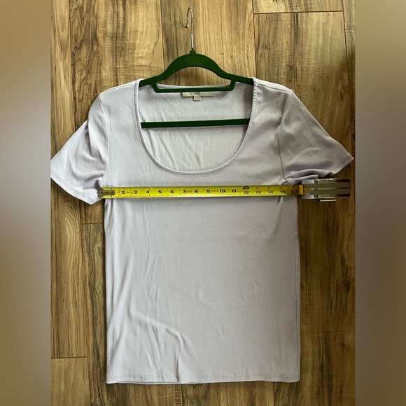 Loft Scoop Neck Ribbed Shirt size Large Women’s Cotton blend tshirt lilac purple - Picture 5 of 7